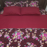 Shaakh-e-Shaam – Maroon Floral Comforter Set with Quilted Pillows (6-Piece Bedding Collection)